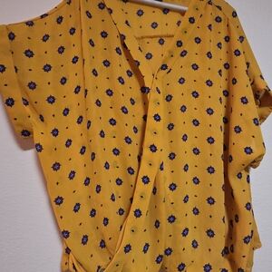 Worthington Yellow and Blue Floral Blouse